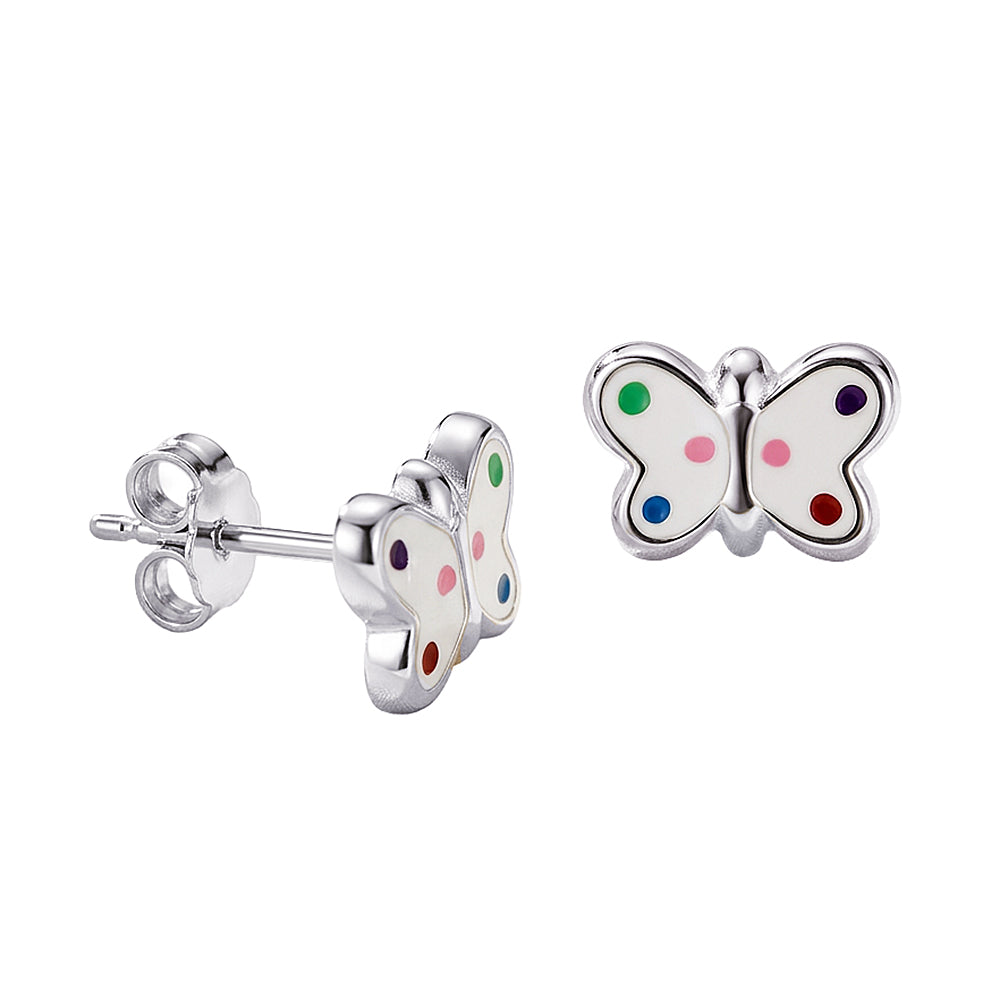 Enamel Polka Dot Butterfly Studs